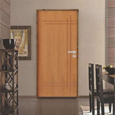 Imagem de Kit Porta de Madeira 210x62cm Batente 14cm Fechadura Stilo Belissima 9 Rodam