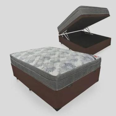 Imagem de Cama Box Com Baú Casal + Colchão De Molas Ensacadas - Ortobom - iso SuperPocket 138x188x67cm Marrom