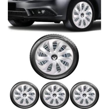 Imagem de Kit 4 Calota Esportiva Velox Prata Aro 13 Rlt Clio 2000 2002 2003 2004 2005 2006 2007 2008 2009 2010 Sandero Logan Clio Megane Fluence Symbol