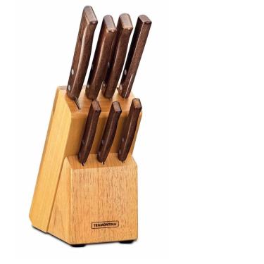 Imagem de Conjunto Kit Facas Inox 8 Peças Tramontina Cabo Madeira