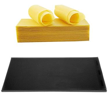 Imagem de Folhas de Cera de Abelha, 2 Unidades de Molde Manual de Cera de Abelha de Silicone Folhas de Base de Cera de Abelha Máquina de Gravação Em Relevo para Fabricação de Velas e (Preto)