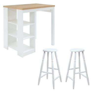 Imagem de Bancada Cozinha Gourmet com 2 Banquetas Cd-1022 Branco