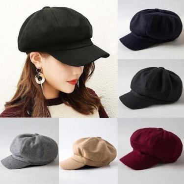 Imagem de Gorro Boina Feminina De Veludo Cotelê Ocasionais De Lã Elegante Artist