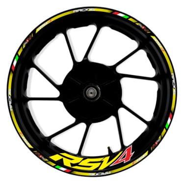 Imagem de Awonderful Kit de listras refletivas para motocicleta, adesivos de aro de roda de vinil compatíveis com Aprilia RSV4 1000 2009-2019 (amarelo)