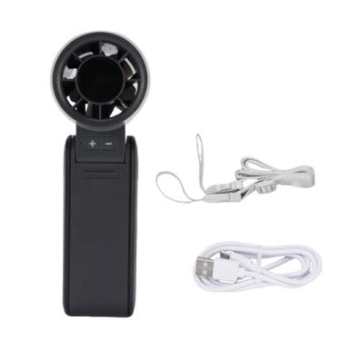 Imagem de Ventilador Portátil Portátil Silencioso 4000mAh Recarregável Bateria Pessoal Operada por fã de Bolso Dobrável Com Tela Digital 2.28x2.09x6.69in (BLACK)