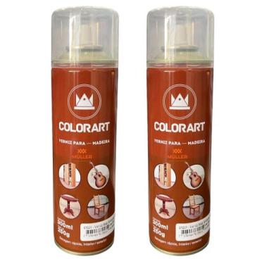 Imagem de Kit 2 Spray Verniz para Madeira 300ml Colorart Mogno Imbuia Natural, M
