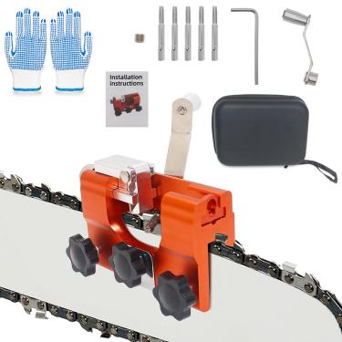 Imagem de BOSRUIDA Afiador de lâmina de motosserra, afiador de motosserra, motosserra manual, gabarito de afiação de corrente para lâminas de motosserra de 20 a 56 cm com 5 peças de pedras de afiar adequadas