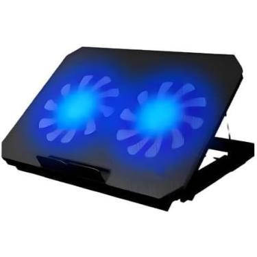 Imagem de Suporte Notebook Com 2 Cooler Ventoinhas Base Mesa Led Refrigerada Ventilação Silenciosa