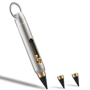 Imagem de Infinity Pencil – Caneta eterna de metal sem tinta, caneta apagável de titânio para escrita de desenho de esboço, mini chaveiro mecânico para presente para escola e escritório