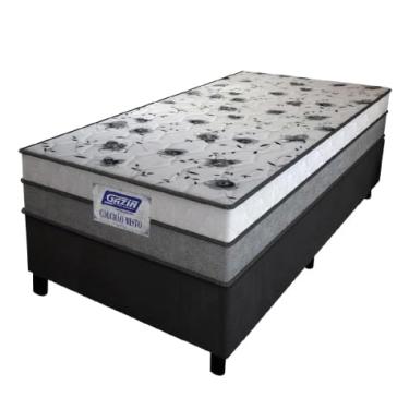 Imagem de Cama Box Solteiro Colchão Espuma D33 Fort 88x188x59cm Gazin Cinza/Branco- Suporta até 150kg por Pessoa