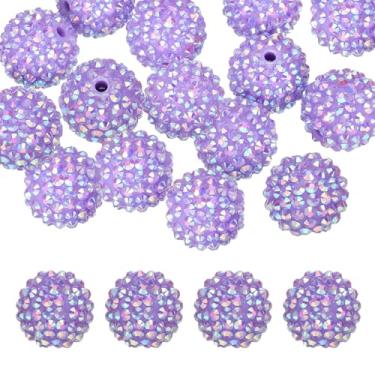 Imagem de PATIKIL Contas de strass de resina de 20 mm para caneta com contas, pacote com 20 bolas de discoteca brilhantes contas redondas de chiclete para chaveiro com contas para fazer joias, artesanato DIY