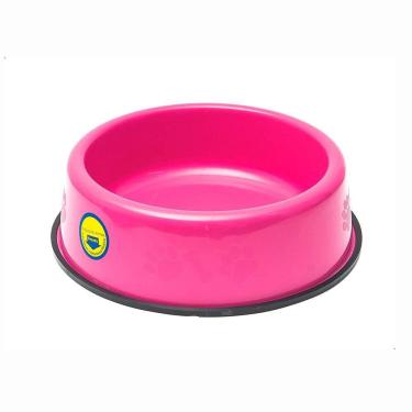 Imagem de Comedouro Pesado Pata E Osso Cães Grande Rosa Tudo Pet 2,5L