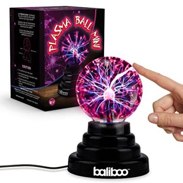 Imagem de BALIBOO Mini bola de plasma de 7,6 cm – Globo de raio ativado por toque – Lâmpada de globo de plasma alimentada por USB e bateria – Bola de eletricidade estática científica interativa, presentes de