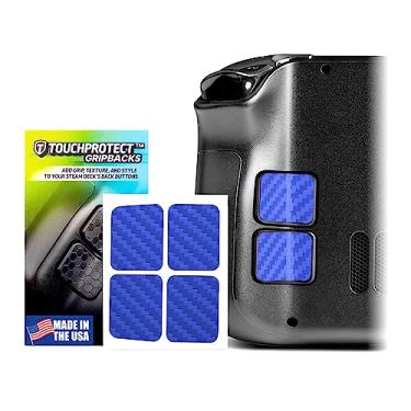 Imagem de TouchProtect GripBacks - Steam Deck OLED compatible Back Button Enhancement Add More Grip and Control to your Deck! (Carbon - Blue)