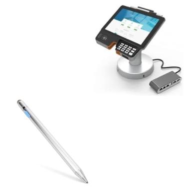 Imagem de Caneta Stylus Pax Aries AR8, BoxWave [AccuPoint Active Stylus] Caneta eletrônica com ponta ultrafina para Pax Aries AR8 - Prata metálica