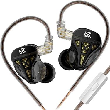 Imagem de Fones de ouvido intra-auriculares KZ DQS Dynamic Driver semiaberto HiFi Sound intra-auriculares/fones de ouvido, bateria extra grave KZ no fone de ouvido (preto, com microfone)