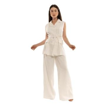 Imagem de Conjunto Calça Pantalona social e Blazer colete feminino CON-0049 - HB