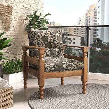 Imagem de Poltrona Madeira Maciça Liz Cr7003.T64 Imbuia/Floral