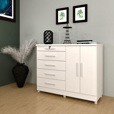 Imagem de Cômoda 5 Gavetas 2 Portas Istambul Tcil Móveis Neve