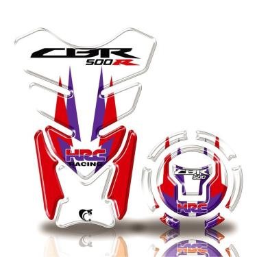 Imagem de Kit Protetor Tanque Adesivo Moto Honda Cbr 500R Acima 2018 Branco Vermelho