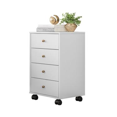 Imagem de Gaveteiro Office Presence 4 Gavetas Com Rodizio Demobile Cor:branco