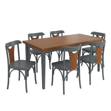 Imagem de Conjunto Sala De Jantar E Cozinha Com 6 Cadeiras Y Madeira Maciça Cinza