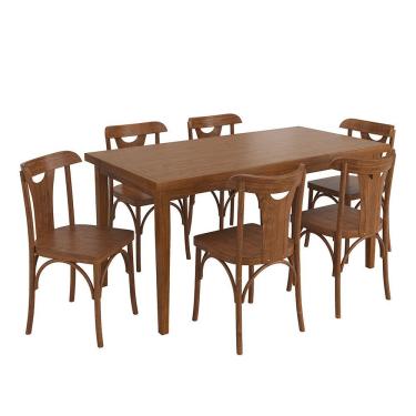 Imagem de Conjunto Sala De Jantar E Cozinha Com 6 Cadeiras Y Madeira Maciça Amêndoa