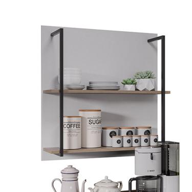 Imagem de Prateleira Industrial Dupla Cozinha Suspenso Painel Eri 70,5cm M12 - D'rossi Cor Branco E Freijó