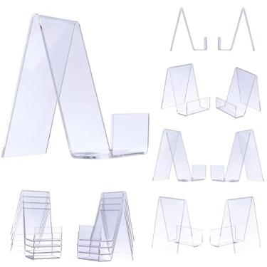 Imagem de Qbily Pacote com 10 suportes de acrílico transparente para livros, álbum, CD, revista, cartão postal, imagem, placa, telefone, tablet (C 9,5 x L 7,5 cm x A 10,5 cm)