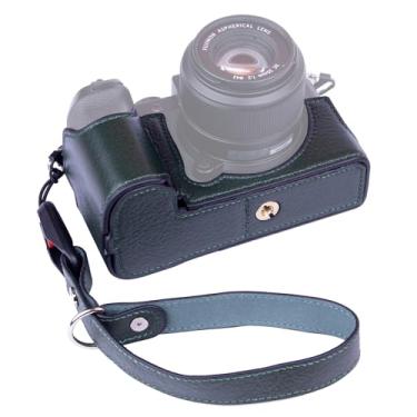 Imagem de Dekok Estojo Para Câmera Fujifilm X-S20 Half Com Alça De Pulso, Couro Estilo Retrô Placa Fibra Vidro, Fotografia, Filmagem, Criadores Vídeo (Verde)
