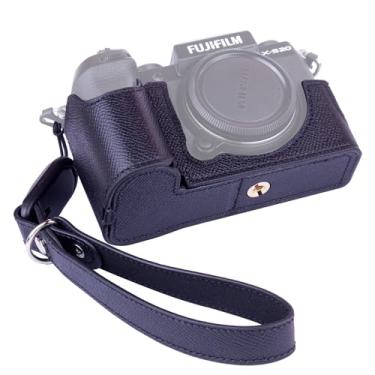 Imagem de Dekok Estojo Para Câmera Fujifilm X-S20 Half Com Alça De Pulso, Couro Estilo Retrô Placa Fibra Vidro, Fotografia, Filmagem, Criadores Vídeo (Preto)