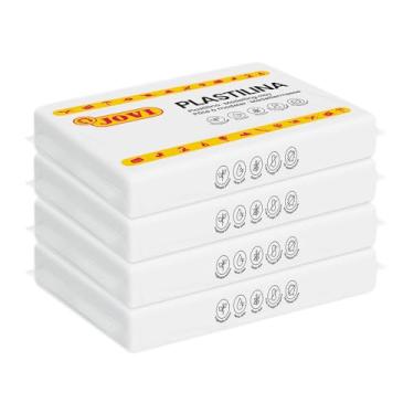 Imagem de Jovi Argila de modelar, branca, total de 1,3 kg, 4 barras que não secam, 300 g cada, artes e artesanato