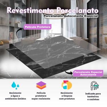 Imagem de Kit 10 Pisos Vinílicos Autocolante Porcelanato lavável Diversos Modelo