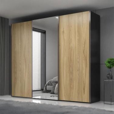 Imagem de Guarda Roupa Casal 2,74m 3 Portas de Correr com Espelho - Mambel Q, Pr