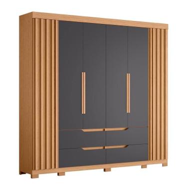 Imagem de Guarda Roupa Casal Doble 4 Portas E 4 Gavetas Freijó-titanium - Móveis Albatroz Freijó-titanium