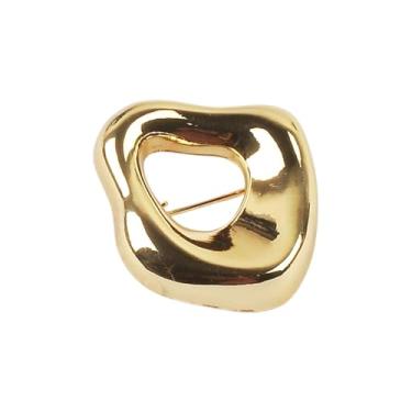 Imagem de Broche geométrico vintage para mulheres homens banhado a ouro prata broche de lapela oco minimalista joia para terno fantasia festa acessórios de peito simples metal exclusivo corpete, 1, Metal, Sem