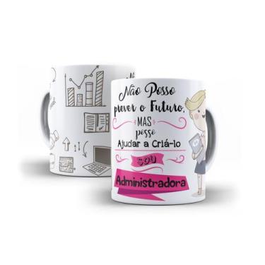 Imagem de Xícara Branca Porcelana Profissão Administração ADM 325ml + Caixinha -