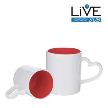 Imagem de Caneca - branco - alça coração interna vermelha - Subliarte Sublimação