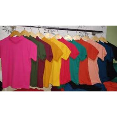 Imagem de Blusa básica manga curta gola alta canelada - filo modas, Rose, M