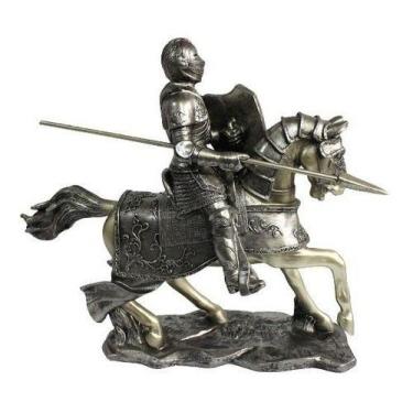 Imagem de Enfeite Decorativo Cavalo E Cavaleiro Medieval Resina 41cm - Skin Zabo