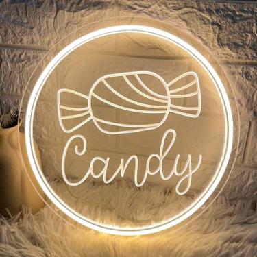 Imagem de Brochao Letreiro De Neon Doces, Letreiros Luzes Led Para Decoração Parede, Com Luz Regulável, Loja Pirulitos, Sobremesas, Lanches, Negócios, Festa Em Casa, Quarto Infantil, Presente Adolescentes E M