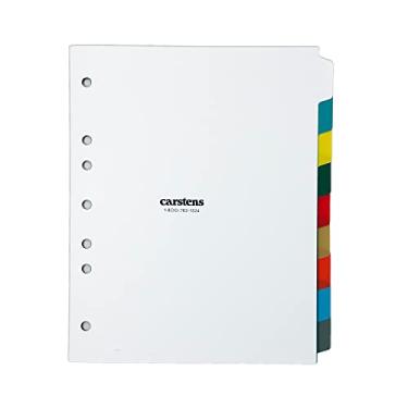 Imagem de Carstens divisórias de plástico resistentes, 9 abas, multicoloridas, em branco, para encadernadores de 3 anéis com abertura lateral
