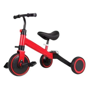 Imagem de Triciclo Infantil 4 em 1, Bicicleta de Equilíbrio Conversível, Andador com Assento Ajustável, Disponível em Amarelo, Branco e Vermelho (VERMELHO)
