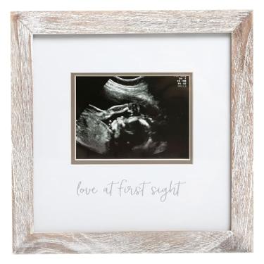 Imagem de Pearhead Moldura de ultrassom Love at First Sight, lembrança de ultrassom de gênero neutro, presente de bebê para grávidas, decoração ideal para gravidez, chuveiro e berçário, inserção de foto de 10 x