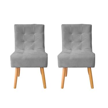 Imagem de Kit 2 Cadeiras Poltrona Sala de Jantar Penteadeira Reforçada Decorativa Liz Suede
