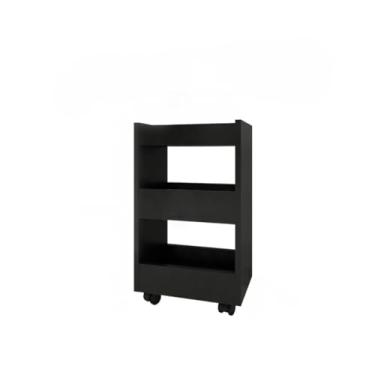 Imagem de Armário Balcão Banheiro De Chão Com 4 Rodinhas Multiuso(PRETO)