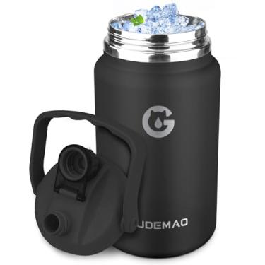 Imagem de Garrafa de água isolada de 1 galão com alça, garrafa de água de aço inoxidável de vácuo duplo de 4,110 g para bebidas quentes e frias, frasco de água grande à prova de vazamento para viagens, academia