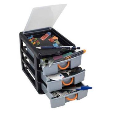 Imagem de Caixa Organizadora 7080 Com 3 Gavetas Organizador Gaveteiro - Artplast