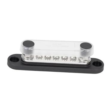 Imagem de Esquirla de distribuição de energia 150A 2 pinos terminais M6 Barramento de cobre fácil de usar para navios, carros, RV, motocicletas e fiação solar, 1 Peça Preta