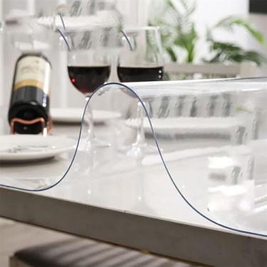 Imagem de Protetor de mesa transparente, capa de plástico, protetor de mesa, tapete, almofada de mesa, toalha de mesa de PVC à prova d'água, transparente, 70 cm x 120 cm